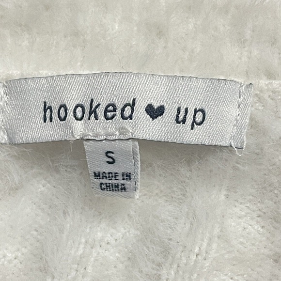 Hooked Up Eyelash Sweater Womens Small White Ribbed Long Sleeve Stretch Soft - Picture 4 of 10